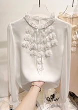 Load image into Gallery viewer, Elegant Apricot Ruffled Lace Up Chiffon Shirt Long Sleeve