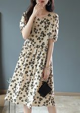 Load image into Gallery viewer, Elegant Beige Patchwork Wrinkled Silk Long Dress Short Sleeve