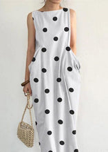 Load image into Gallery viewer, Elegant Black Dot Print Pockets Long Dresses Sleeveless