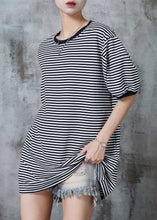 Load image into Gallery viewer, Elegant Black Oversized Striped Cotton Tank Tops Summer