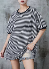 Load image into Gallery viewer, Elegant Black Oversized Striped Cotton Tank Tops Summer