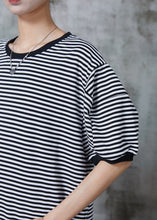 Load image into Gallery viewer, Elegant Black Oversized Striped Cotton Tank Tops Summer