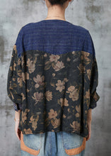 Load image into Gallery viewer, Elegant Black Print Patchwork Pockets Linen Blouses Spring