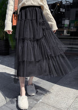 Load image into Gallery viewer, Elegant Black Ruffled High Waist Tulle Skirt Summer