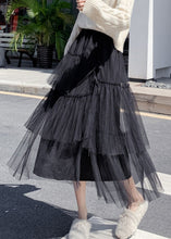 Load image into Gallery viewer, Elegant Black Ruffled High Waist Tulle Skirt Summer