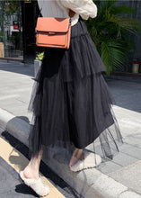 Load image into Gallery viewer, Elegant Black Ruffled High Waist Tulle Skirt Summer