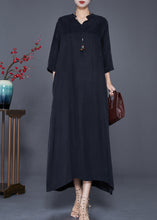 Load image into Gallery viewer, Elegant Black V Neck Side Open Silk Dresses Bracelet Sleeve