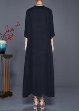 Load image into Gallery viewer, Elegant Black V Neck Side Open Silk Dresses Bracelet Sleeve