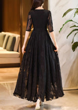 Load image into Gallery viewer, Elegant Black V Neck Tie Waist Chiffon Maxi Dresses Summer