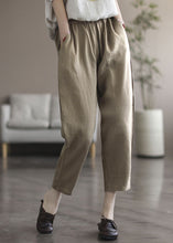 Load image into Gallery viewer, Elegant Black tPatchwork Elastic Waist Solid Linen Crop Pants