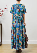 Load image into Gallery viewer, Elegant Blue Cinched Exra Large Hem Cotton Dress Summer