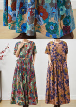 Load image into Gallery viewer, Elegant Blue Cinched Exra Large Hem Cotton Dress Summer