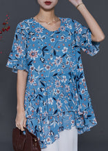 Load image into Gallery viewer, Elegant Blue Print Silm Fit Chiffon Shirt Summer