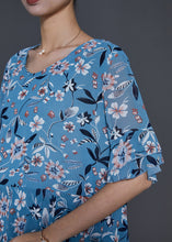 Load image into Gallery viewer, Elegant Blue Print Silm Fit Chiffon Shirt Summer