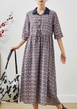 Load image into Gallery viewer, Elegant Cinched Print Cotton Long Dress Half Sleeve