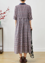 Load image into Gallery viewer, Elegant Cinched Print Cotton Long Dress Half Sleeve