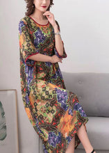 Load image into Gallery viewer, Elegant Colorblock O Neck Print Patchwork Chiffon Dress Summer