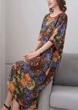 Load image into Gallery viewer, Elegant Colorblock O Neck Print Patchwork Chiffon Dress Summer