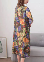 Load image into Gallery viewer, Elegant Colorblock O Neck Print Patchwork Chiffon Dress Summer