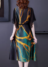 Load image into Gallery viewer, Elegant Colorblock V Neck Patchwork Print Silk Dresses Summer