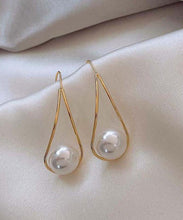 Load image into Gallery viewer, Elegant Copper Overgild Pearl Drop Earrings