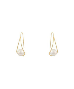 Elegant Copper Overgild Pearl Drop Earrings