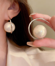 Load image into Gallery viewer, Elegant Gold Sterling Silver Alloy Pearl Hoop Earrings