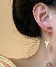 Load image into Gallery viewer, Elegant Gold Sterling Silver Overgild Bow Love Tassel Drop Earrings