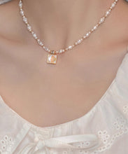 Load image into Gallery viewer, Elegant Gold Sterling Silver Overgild Crystal Love Pearl Pendant Necklace