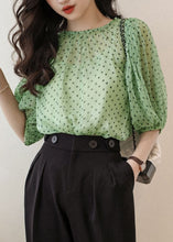 Load image into Gallery viewer, Elegant Green O Neck Print Chiffon Two Pieces Set Half Sleeve