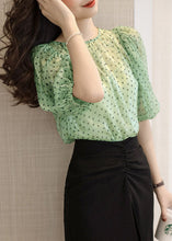 Load image into Gallery viewer, Elegant Green O Neck Print Chiffon Two Pieces Set Half Sleeve