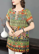 Load image into Gallery viewer, Elegant Green O Neck Print Patchwork Silk Shirt Tops Summer