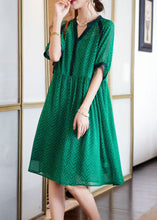 Load image into Gallery viewer, Elegant Green V Neck Print Chiffon Holiday Dress Summer