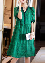 Load image into Gallery viewer, Elegant Green V Neck Print Chiffon Holiday Dress Summer