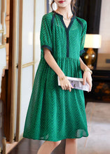 Load image into Gallery viewer, Elegant Green V Neck Print Chiffon Holiday Dress Summer