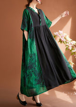 Load image into Gallery viewer, Elegant Green V Neck Print Patchwork Maxi Dresses Summer