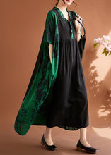 Load image into Gallery viewer, Elegant Green V Neck Print Patchwork Maxi Dresses Summer