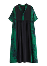 Load image into Gallery viewer, Elegant Green V Neck Print Patchwork Maxi Dresses Summer