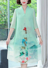 Load image into Gallery viewer, Elegant Light Green False Two Pieces Chiffon Dress Summer