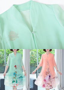 Elegant Light Green False Two Pieces Chiffon Dress Summer