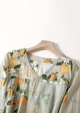 Load image into Gallery viewer, Elegant Light Green V Neck Print Lace Up Linen Long Dresses Summer