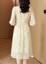 Load image into Gallery viewer, Elegant Light Yellow V Neck Print Chiffon Dresses Summer