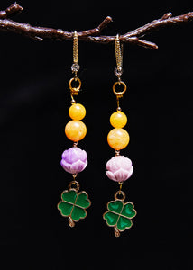 Elegant Lotus Flower Beeswax Gilding Drop Earrings