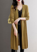 Load image into Gallery viewer, Elegant Matcha Colour V Neck Pockets Long Ice Size Knit Cardigans Long Sleeve