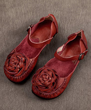 Load image into Gallery viewer, Elegant Mulberry Cowhide Leather Splicing Flower Buckle Strap Flats Shoes