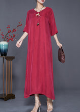 Load image into Gallery viewer, Elegant Mulberry Embroidered Side Open Silk Maxi Dresses Summer