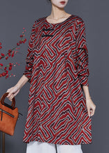 Load image into Gallery viewer, Elegant Mulberry Print Chinese Button Cotton Mid Dress Spring