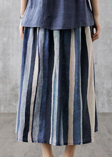 Load image into Gallery viewer, Elegant White flowers Retro Striped A Line Summer Skirts Linen