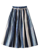 Load image into Gallery viewer, Elegant White flowers Retro Striped A Line Summer Skirts Linen