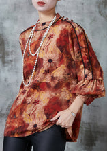 Load image into Gallery viewer, Elegant Orange Stand Collar Print Chiffon Blouses Spring